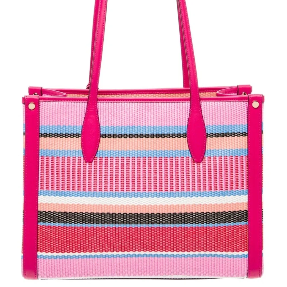 NEW Kate Spade Striped Woven Straw Large Tote Bag Purse NWT